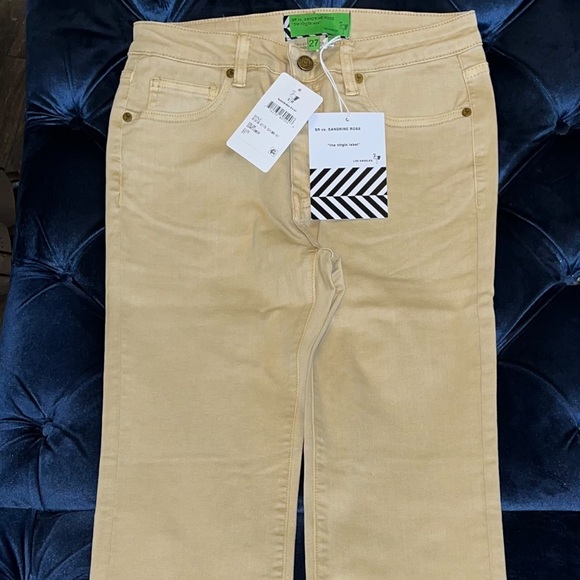Sandrine Rose xFree People Sunflower Beige Straight Leg Jeans Sz27 - Picture 10 of 16